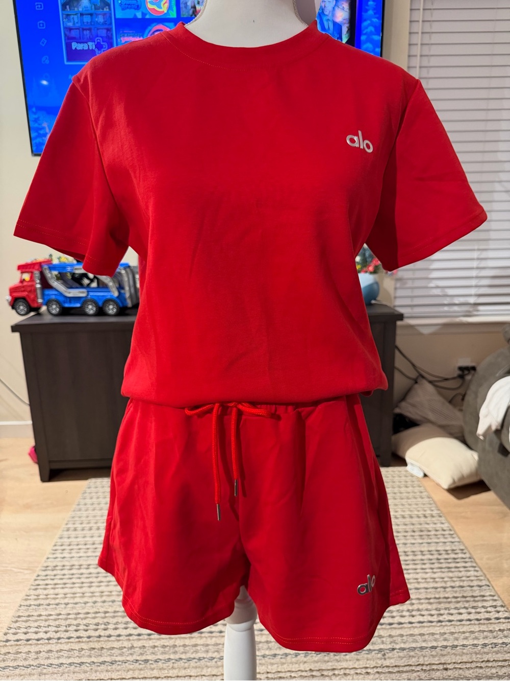 Red Women's Athletic Shorts Set